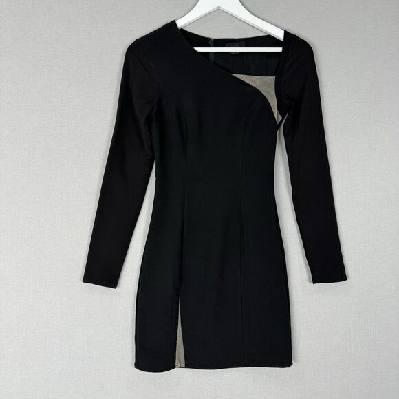 h:ours Dresses & Skirts - H:Ours Womens Dress Extra Small Black Fitted Asymmetrical Neckline Cocktail LBD